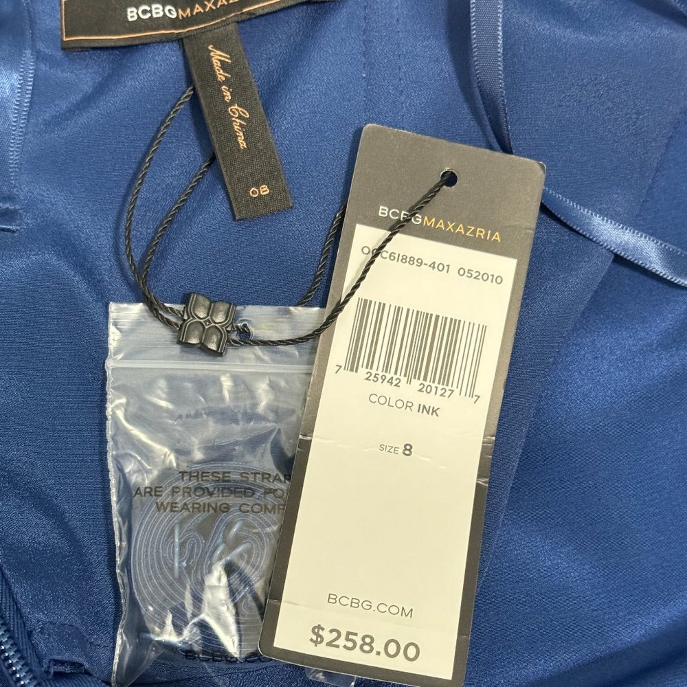 NWT Blue Silk Strapless Dress BCBGMaxAzria - Picture 5 of 8